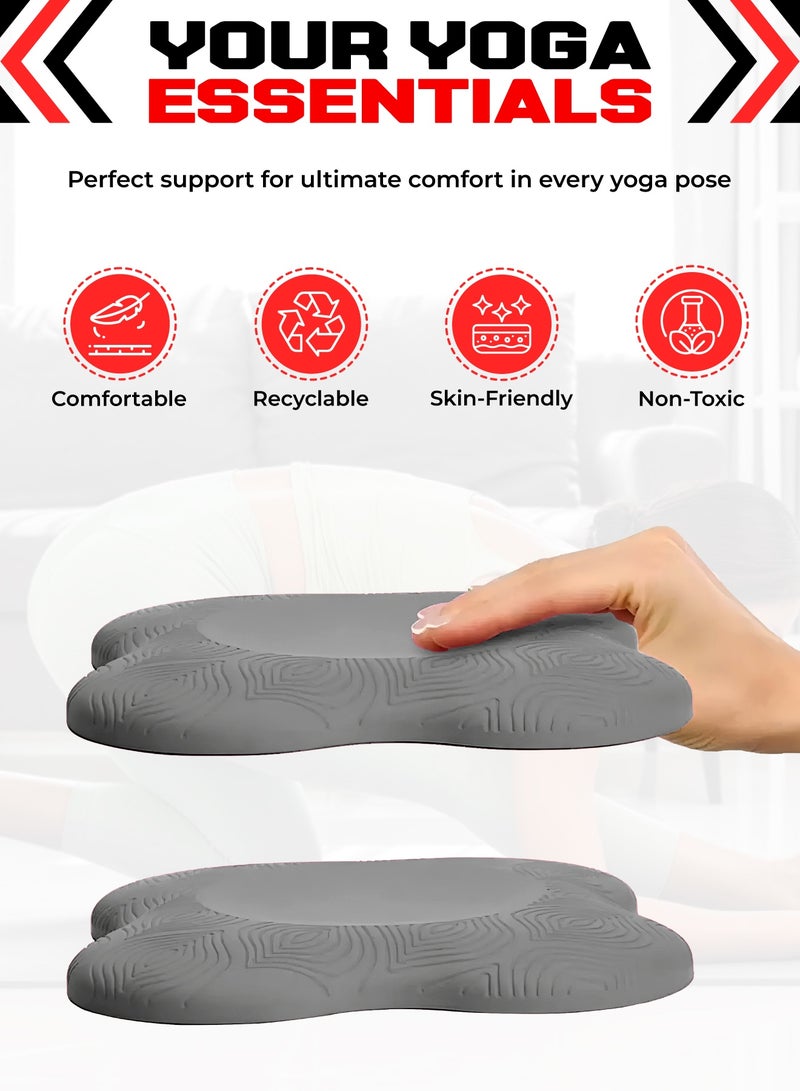 FIT TRIBE 2PCS Yoga Knee Pads for Women & Men, Extra Thick Foam Exercise Pads, Non-Slip Gym Cushion for Knees, Elbows & Hands, Lightweight & Durable Workout Accessories, Yoga Essentials (Grey) - Image 2