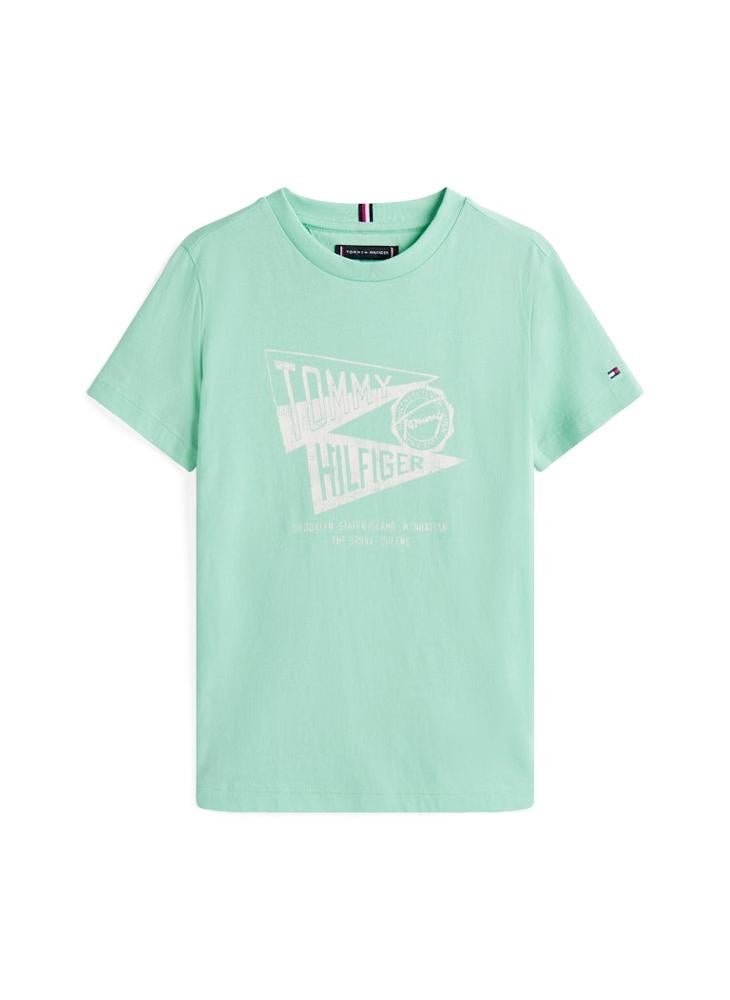 تومي هيلفيغر تيشيرت أطفال بطباعة جرافيك وياقة دائرية - Image 4