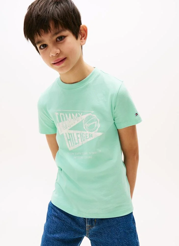 تومي هيلفيغر Kids Graphic Print Crew Neck T-Shirt
