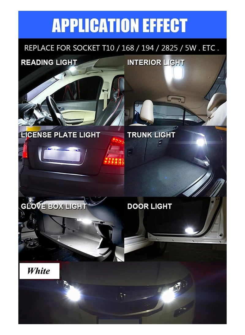 SYOSI LED Bulbs 6000K White, 6000K 68 2825 W5W T10 Wedge COB LED Replacement Bulbs, Super Brightness, for License Plate Lights, Car Position Lamps, Map Light (white, 30pcs)  - Image 3