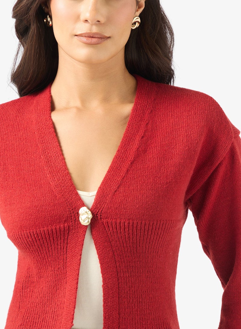 ELLA Cardigan With Statement Button - Image 3