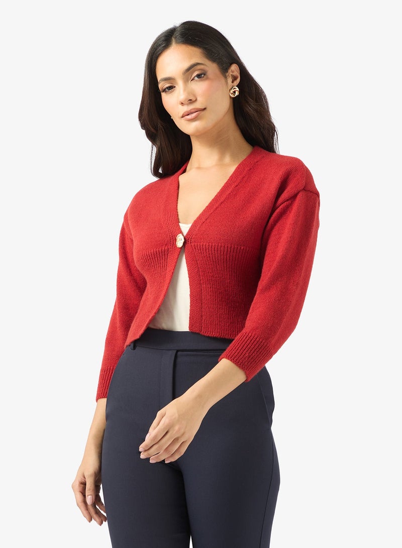 ELLA Cardigan With Statement Button - Image 1
