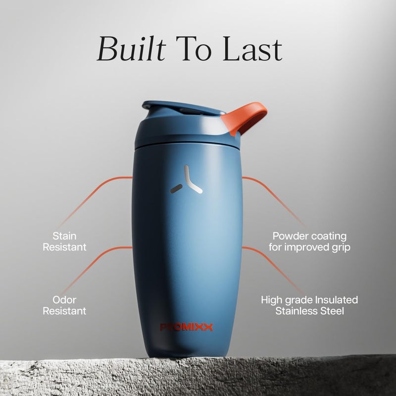 PROMIXX Pursuit Insulated Shaker Bottle – 18oz Double-Wall Stainless Steel Protein Mixer with Snap-Fit Agitator for Smooth Ice-Cold Shakes – Leak-Proof Gym Shaker Cup for Fitness – Midnight Blue - Image 5