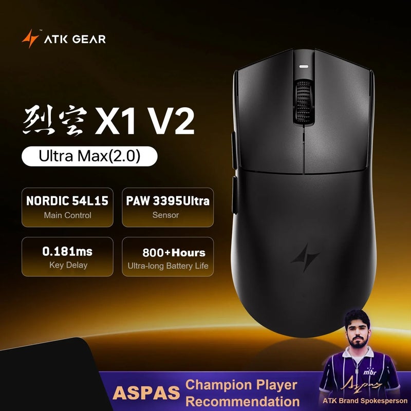 اي تي كي ماوس ATK X1 V2 Ultimate 2.0 Wireless Gaming Mouse, PAW3950 Ultra, 42000DPI, 750IPS, 0.163ms, 54g Lightweight, for PC - Image 1