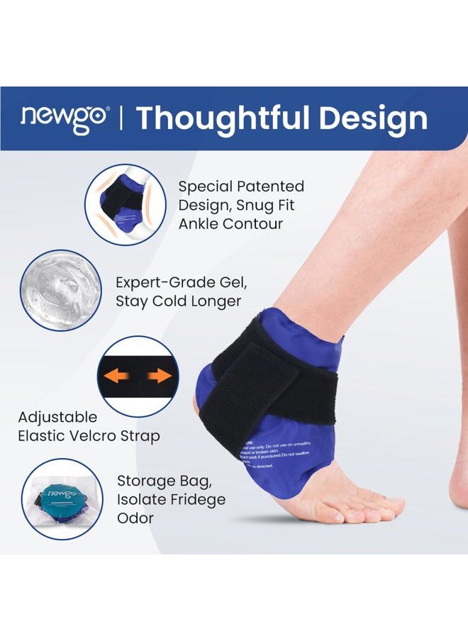 NEWGO Ankle Ice Pack Wrap for Swelling, Ice Pack for Ankle Injuires Reusable Ankle Cold Pack Wrap Hot Cold Therapy Ankle Ice Wrap for Sprained Ankles, Achilles Tendonitis - Blue  - Image 3