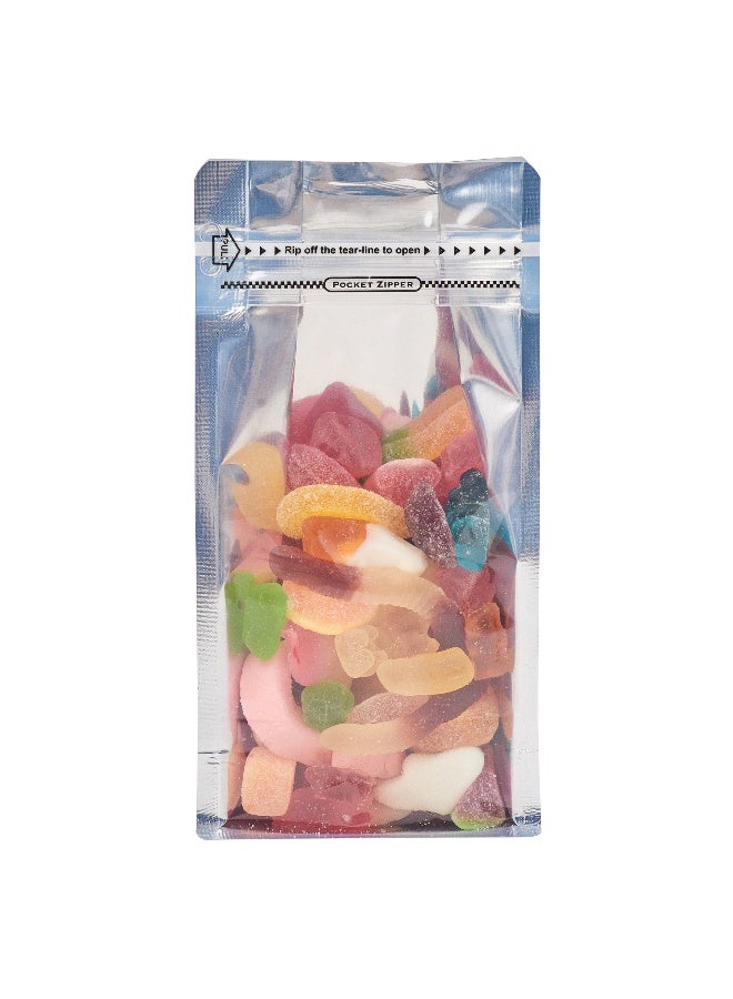 Restaurantware Bag Tek 7.9 X 4.9 X 2.4 Inch  Small Snack Bags, 100 Food Storage Heat Seal Bags - Resealable, With Clear Window, White PET Zipper Lock Pouches, No Messy Spills, With Durable Design - Image 2