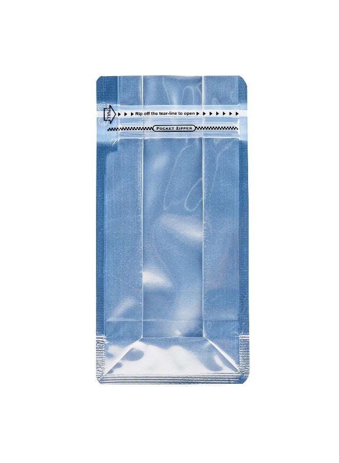 Restaurantware Bag Tek 7.9 X 4.9 X 2.4 Inch  Small Snack Bags, 100 Food Storage Heat Seal Bags - Resealable, With Clear Window, White PET Zipper Lock Pouches, No Messy Spills, With Durable Design - Image 1