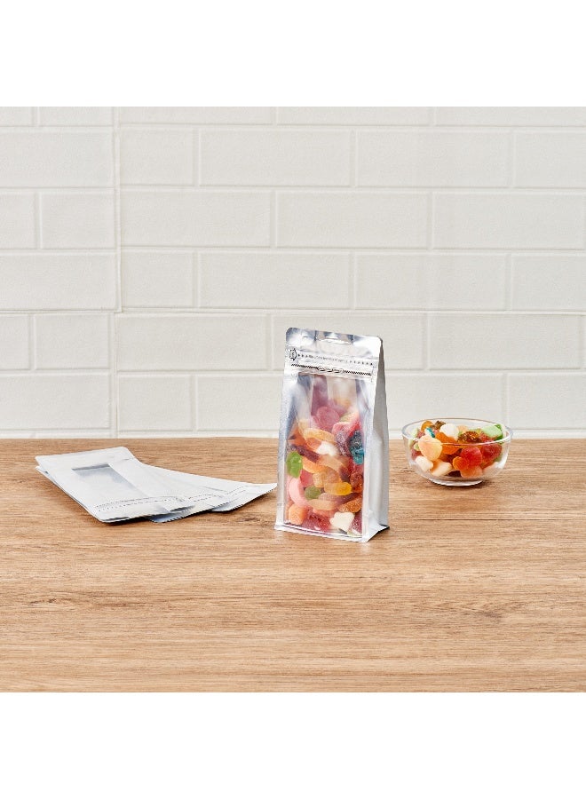 Restaurantware Bag Tek 7.9 X 4.9 X 2.4 Inch  Small Snack Bags, 100 Food Storage Heat Seal Bags - Resealable, With Clear Window, White PET Zipper Lock Pouches, No Messy Spills, With Durable Design - Image 3