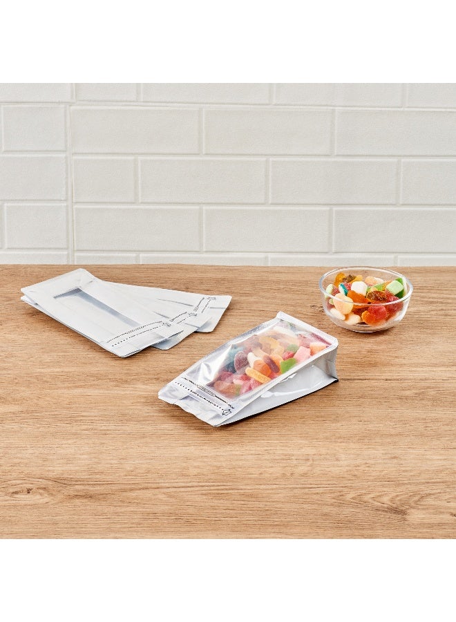 Restaurantware Bag Tek 7.9 X 4.9 X 2.4 Inch  Small Snack Bags, 100 Food Storage Heat Seal Bags - Resealable, With Clear Window, White PET Zipper Lock Pouches, No Messy Spills, With Durable Design - Image 4