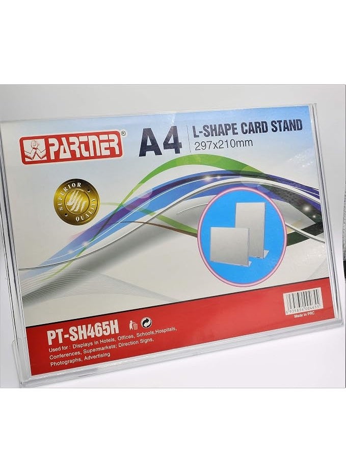 Partner Clear L-Shaped Card Stand, 297x210mm