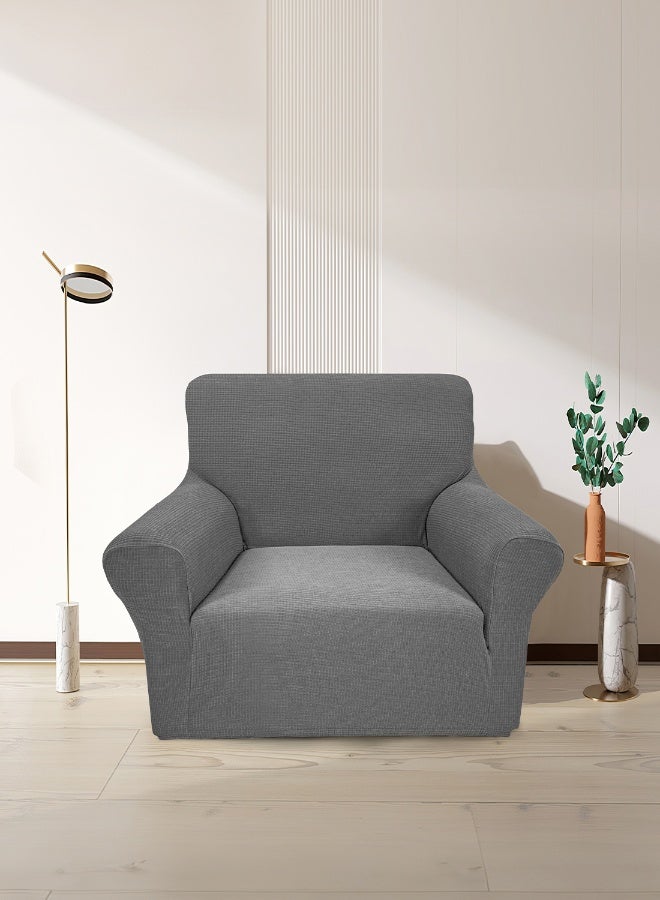 ايست من نون غطاء أريكة بتصميم مرن مع قاعدة مطاطية، قماش ناعم - رائع لحماية الأثاث، قابل للغسل وصديق للكلاب/القطط - مقعد واحد (90-130 سم) - رمادي - Image 1