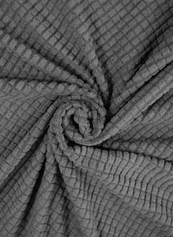 ايست من نون غطاء أريكة بتصميم مرن مع قاعدة مطاطية، قماش ناعم - رائع لحماية الأثاث، قابل للغسل وصديق للكلاب/القطط - مقعد واحد (90-130 سم) - رمادي - Image 3