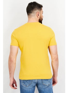 DIESEL Men Crew Neck Short Sleeve Brand Logo T-Shirt, Mustard  - Image 2