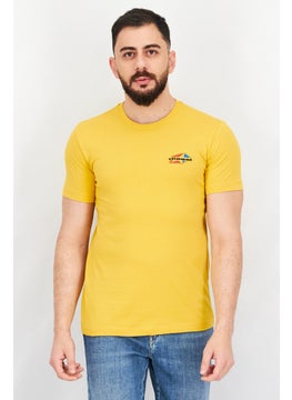 DIESEL Men Crew Neck Short Sleeve Brand Logo T-Shirt, Mustard  - Image 1