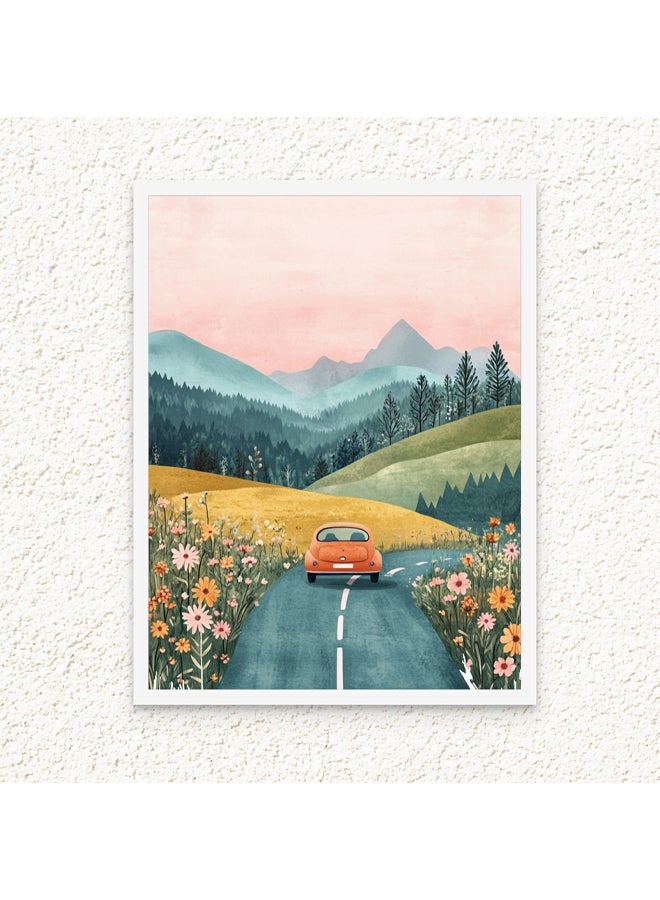 Art Decor Art Decor Framed Fine Art of Kids Mountain Scenery Portrait Colorful Nature-Inspired Print Wall Décor for Playroom Classroom Nursery Kid Bedroom Children Room Gifting  - Image 1
