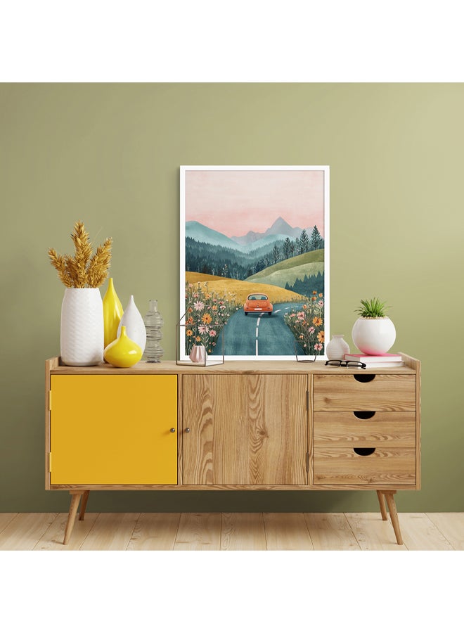 Art Decor Art Decor Framed Fine Art of Kids Mountain Scenery Portrait Colorful Nature-Inspired Print Wall Décor for Playroom Classroom Nursery Kid Bedroom Children Room Gifting  - Image 3