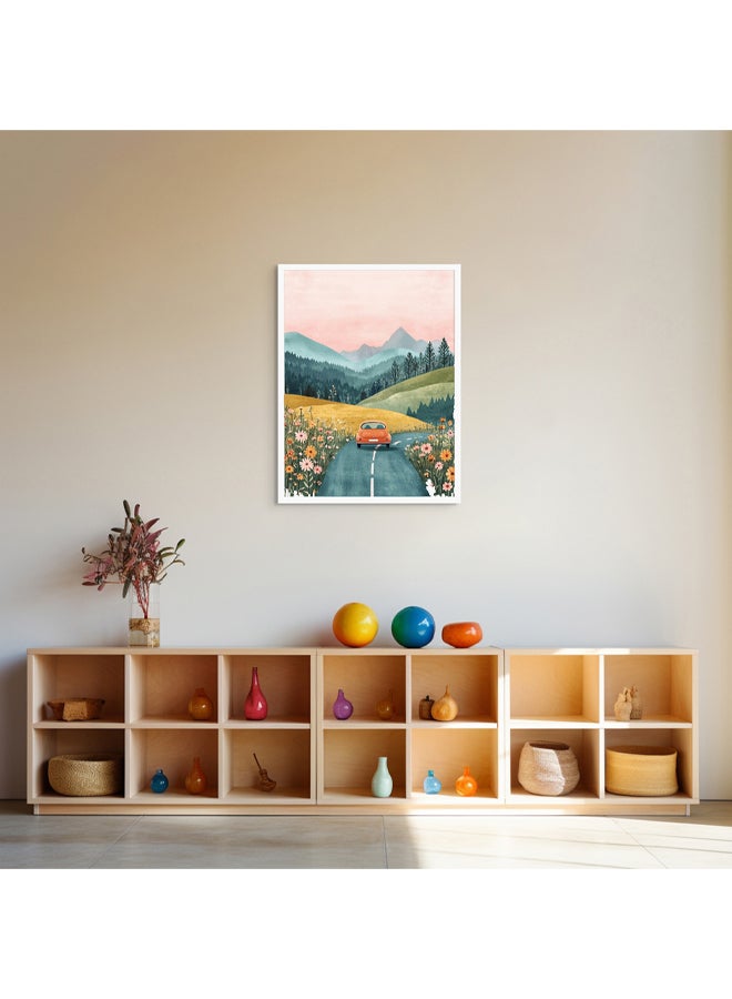 Art Decor Art Decor Framed Fine Art of Kids Mountain Scenery Portrait Colorful Nature-Inspired Print Wall Décor for Playroom Classroom Nursery Kid Bedroom Children Room Gifting  - Image 2