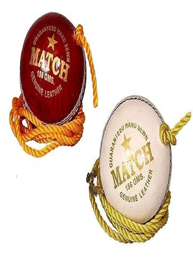 Vibco Leather Match Practice Hanging Cricket Ball Red & White Pack of 2 (Club Size) - Image 2