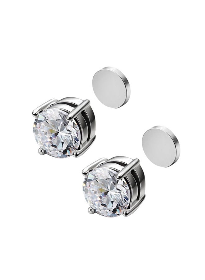 ووفيكسر أقراط مغناطيسية مرصعة للرجال والنساء، أقراط مغناطيسية مرصعة من الفولاذ المقاوم للصدأ للرجال والنساء، لا تحتاج إلى ثقب، مضادة للحساسية، 6 مم، زوج واحد - Image 2