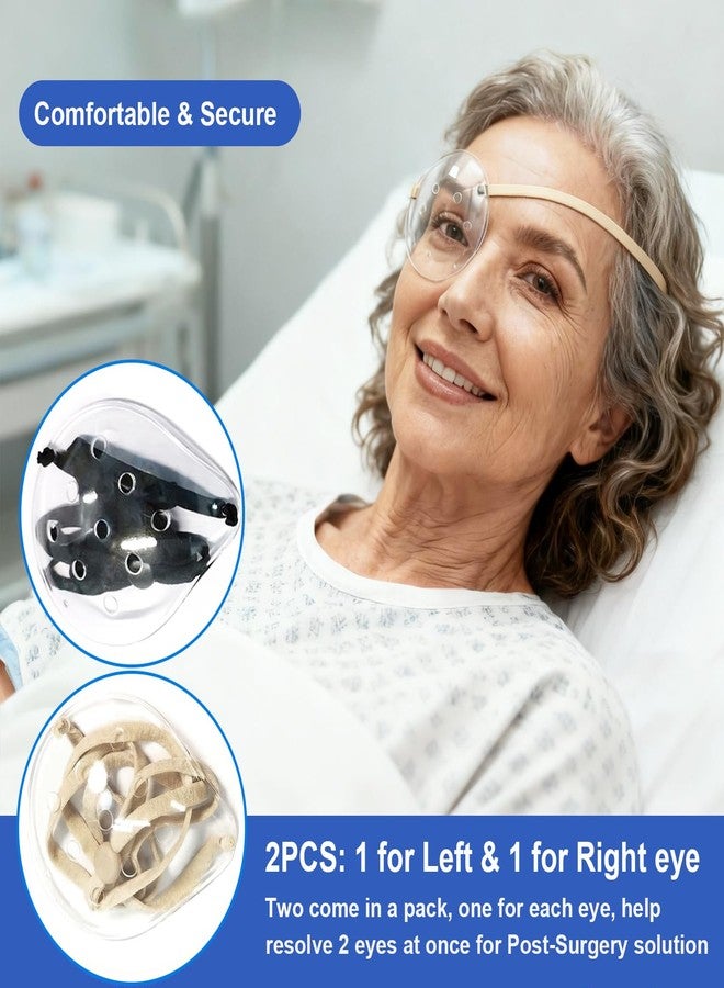 AMZVIO Eye Shield,2 Pack Plastic Eye Shield Eye Patch for After Cataract Surgery Eye Protection or Sleeping,Upgraded Elastic Band Longer and Wider for Adult,Clear,black +beige - Image 5