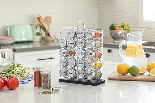Orii 20 Jar Spice Rack Stainless Steel with Spices Included - Standing Rack Shelf Holder & Countertop Spice Rack Tower Organizer for Kitchen Spices with Spice Refills for 5 Years - Image 3
