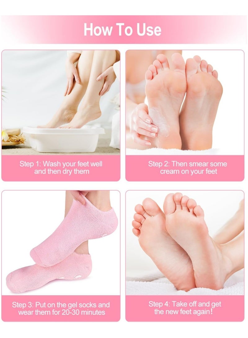 اترجسز الجوارب المرطبة ، الجيل الجوارب الجيل الجوارب المرطبة الناعمة ، الجيل سبا الجوارب لإصلاح وتخفيف جلود القدمين المتشققة الجافة ، بطانة الجيل المضغوطة بالزيوت الأساسية والفيتامينات ، اللون العشوائي (زوجين) - Image 4