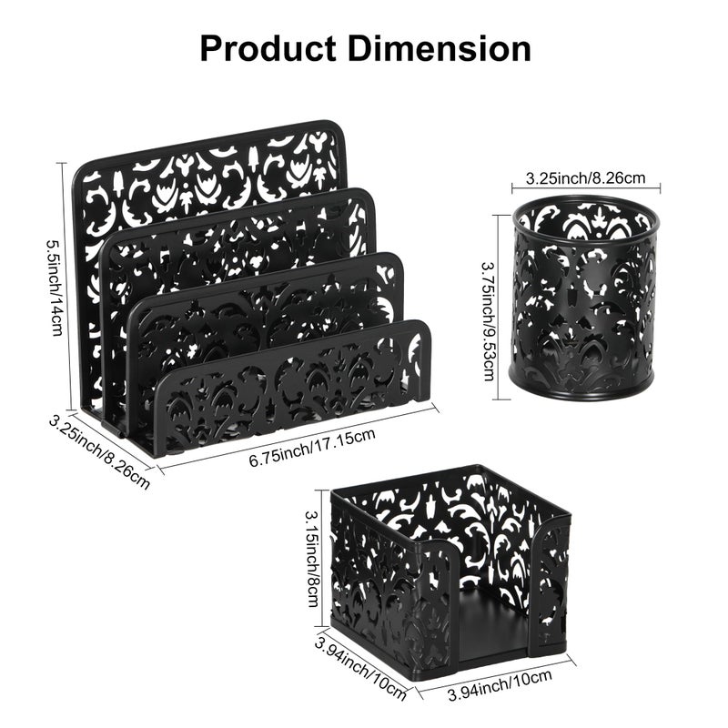 EasyPAG Desk Organizers and Accessories 3 Pieces Office Organizer Set - Pen Holder for Desk, Mail Sorter Countertop and Sticky Note Holder, Gold - Image 5