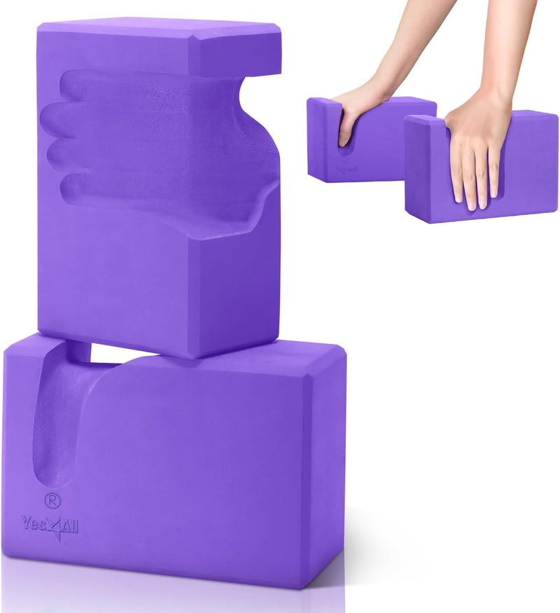 Yes4All Yoga Blocks 2 Pack Wrist Support Comfort and Grip Strength Support for Balance Fitness and Exercise EVA Foam Blocks Pilates Yoga Brick Yoga Accessories - Image 1