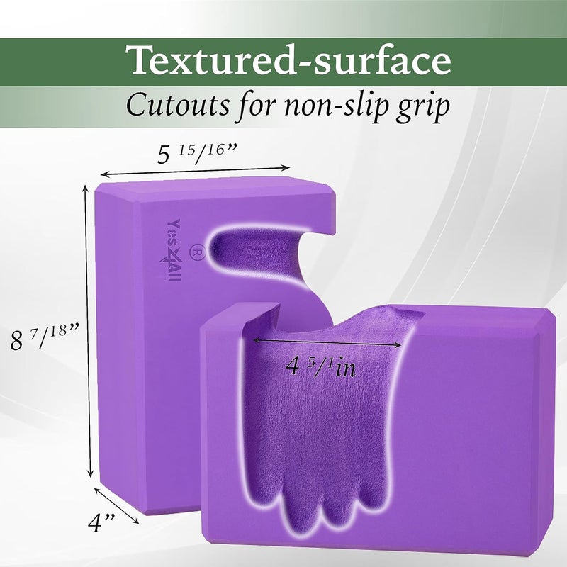 Yes4All Yoga Blocks 2 Pack Wrist Support Comfort and Grip Strength Support for Balance Fitness and Exercise EVA Foam Blocks Pilates Yoga Brick Yoga Accessories - Image 2
