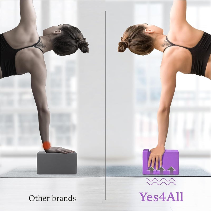 Yes4All Yoga Blocks 2 Pack Wrist Support Comfort and Grip Strength Support for Balance Fitness and Exercise EVA Foam Blocks Pilates Yoga Brick Yoga Accessories - Image 4