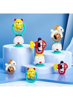 HOLA Hola 2in1 Highchair Toys & Baby Rattle Toys Rabbit, Mealtime Toys, Teething Relief, Fine Motor Skills, Bright Colors, Sensory Toys, Baby Toys, Teether, Baby Rattle, Animal Rattle, Suction Toys 6M+  - Image 1