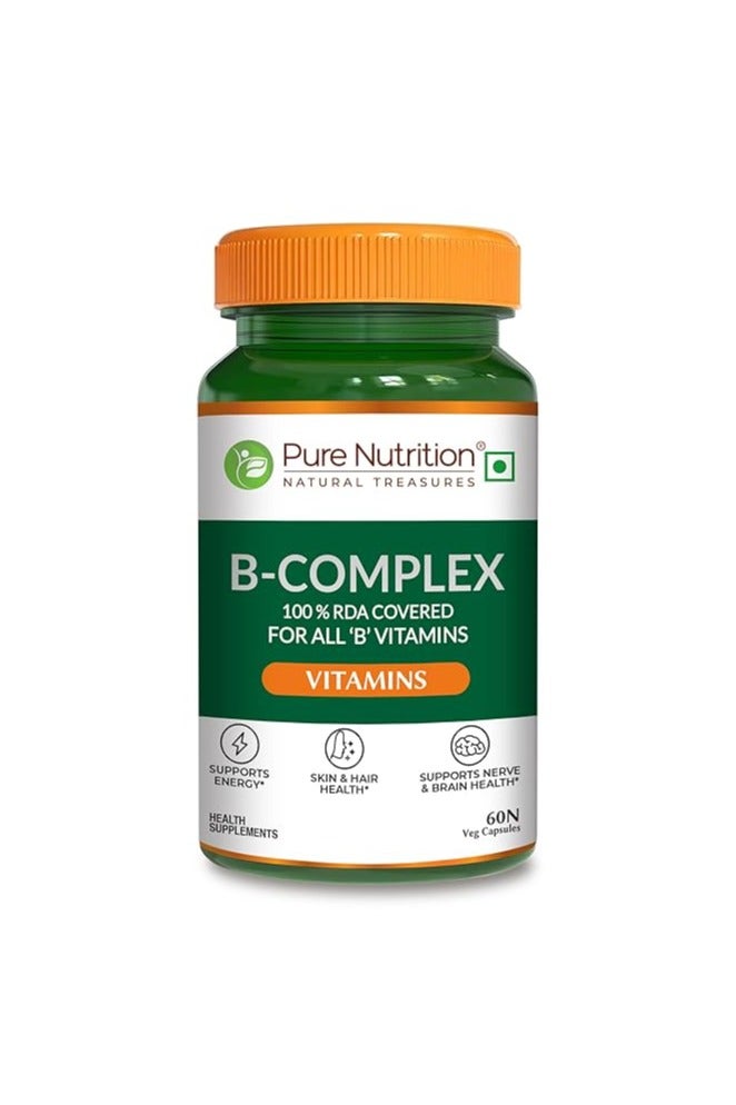 بيور نيوتريشن Pure Nutrition B-Complex 60 Veg Tabs – 100% RDA مغطى بجميع فيتامينات B - Image 1
