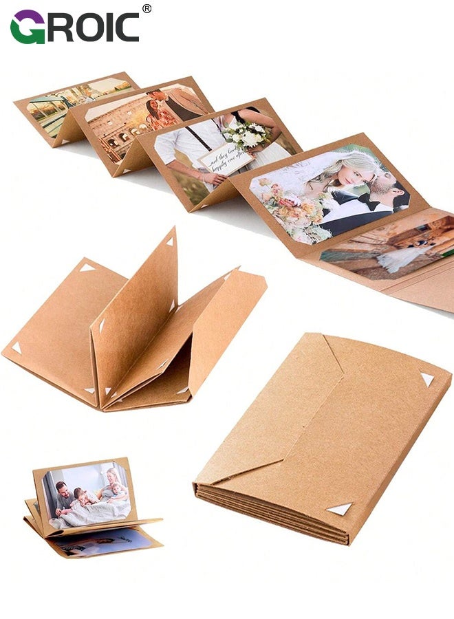 Folding Photo Album, Blank postcard hand-drawn card storage, Stretchable Folding Photo Collection DIY Handmade Memory Book for Anniversary, Graduation, Wedding, Birthday, Accordion Scrapbook Albums
