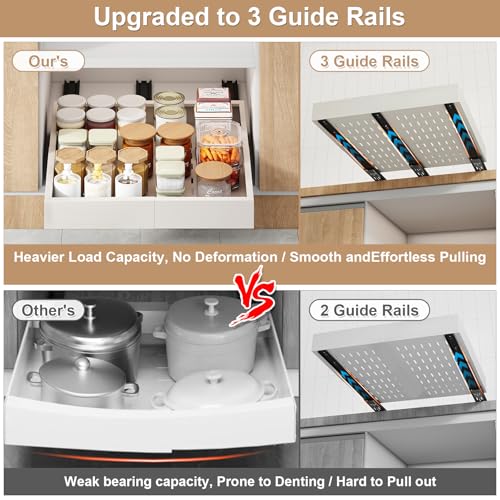 Fokyfok Pull out Cabinet Organizer,Width (11"-18") and Depth (10"-13") Expandable,No Drill Adjustable Slide out Drawers for Pantry,Adhesive Roll out Shelves Short,for upper cabinet,White（1PC） - Image 5