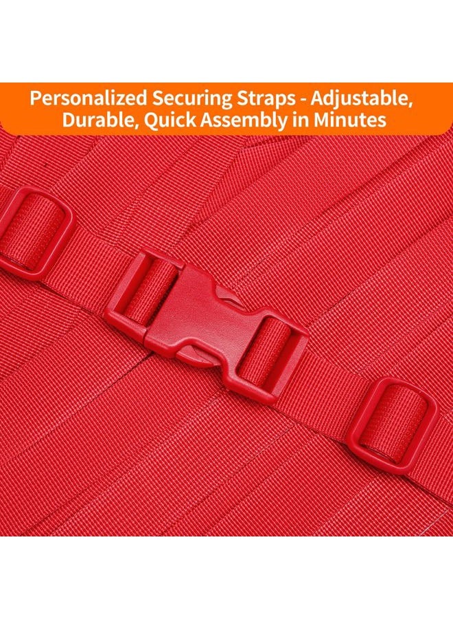 BEYOURD 1 inch Buckles and Strap Set: 10 yards Polyester Webbing Strapping, 6 pack Dual Adjustable Side Release Plastic Buckles, 12 PCS Tri-Glide Slider Clips for Dog Collar, Red - Image 2