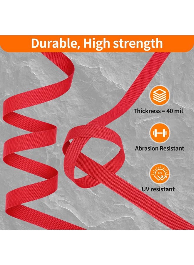 BEYOURD 1 inch Buckles and Strap Set: 10 yards Polyester Webbing Strapping, 6 pack Dual Adjustable Side Release Plastic Buckles, 12 PCS Tri-Glide Slider Clips for Dog Collar, Red - Image 4