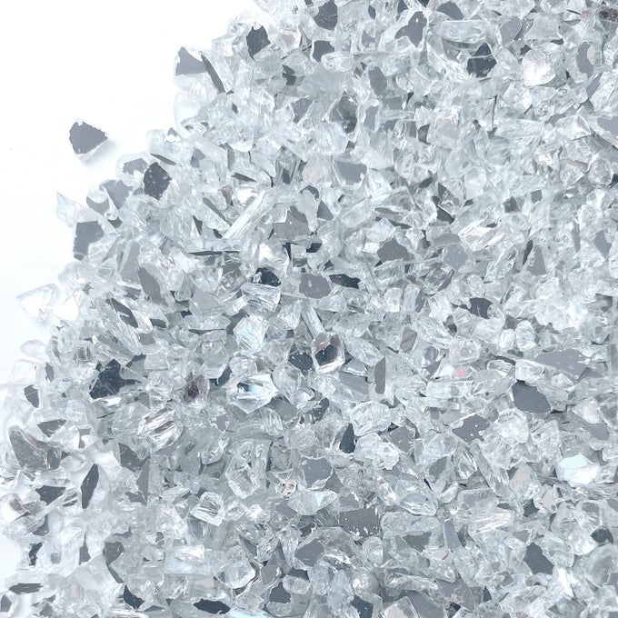 3LB CRUSHED MIRROR GLASS FOR CRAFTS RESIN GLUE ART DECORATIVE DIY WHITE MIRROR PIECES 68MM