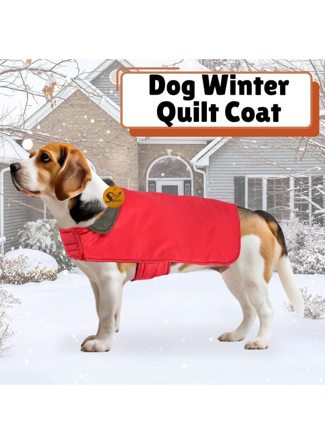 سايج سكوير سترة معطف شتوي مبطنة قابلة للعكس للكلاب من Sage Square - مقاومة للرياح والماء، ملابس للحيوانات الأليفة، معزولة، ناعمة ومريحة، قابلة للتعديل، دافئة ومريحة للاستخدام الداخلي/الخارجي (لحاف أحمر، مقاس كبير - 18 بوصة) - Image 2