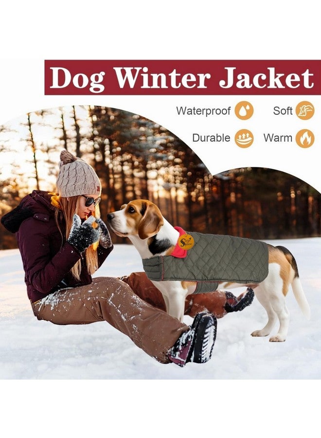 سايج سكوير سترة معطف شتوي مبطنة قابلة للعكس للكلاب من Sage Square - مقاومة للرياح والماء، ملابس للحيوانات الأليفة، معزولة، ناعمة ومريحة، قابلة للتعديل، دافئة ومريحة للاستخدام الداخلي/الخارجي (لحاف أحمر، مقاس كبير - 18 بوصة) - Image 4