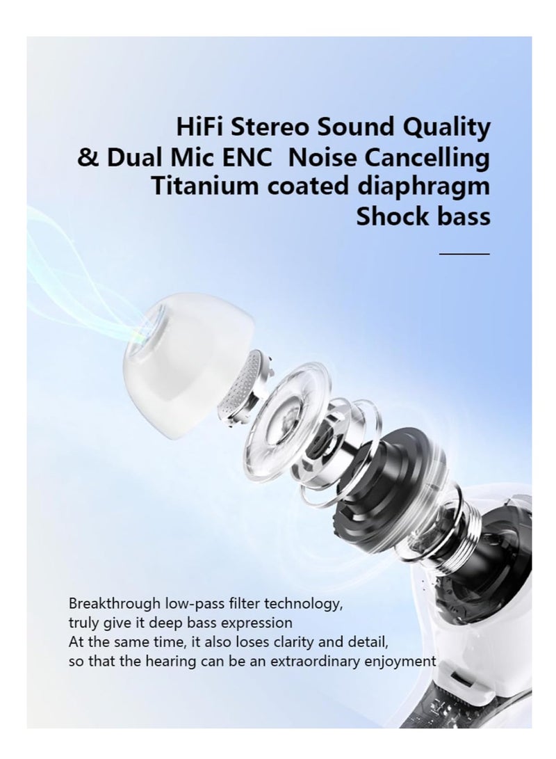 TWS Wireless Bluetooth Earphones, Transparent Design with Digital Display to Know the Charging Level, High Definition Stereo Gaming Headphones with Built-in Mic, with Touch Control Technology for the Earphone - Black  - Image 4