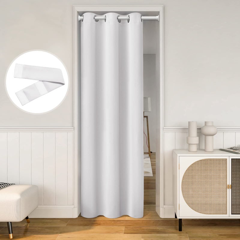 هوم أيدياز Homideas Greyish أبيض ستائر المدخل الستائر خصوصية Grommet Closet Starter لغرفة النوم 80 بوصة الطول صلبة تعتيم باب الستائر ربطة عنق الظهر معزول ستارة الستار الستار 1 - Image 1