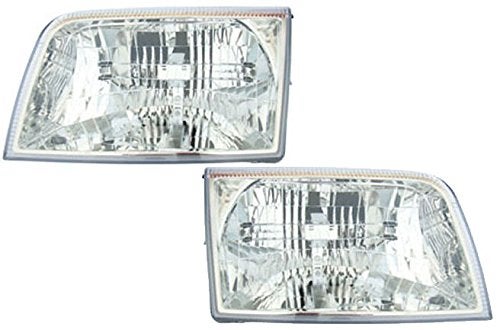 TRQ Driver & Passenger Side Headlight Assembly Set Headlights Driver & Passenger Side Compatible with 2006-2011 Mercury Grand Marquis FO2502222 FO2503222 - Image 1