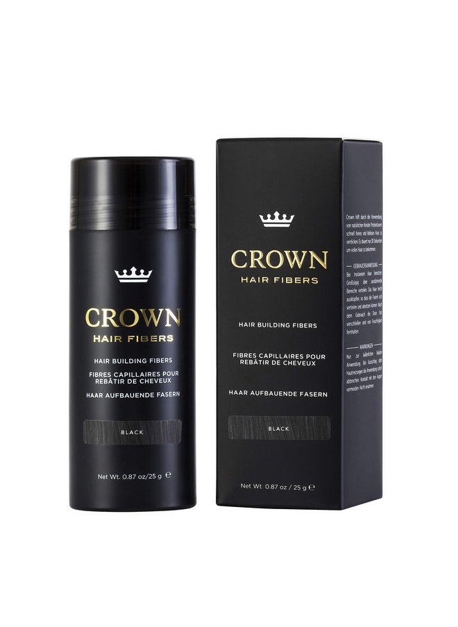CROWN HAIR FIBERS - For Thinning Hair (Black) Instantly Thickens Thinning Or Balding Hair For Men & Women 0.87Oz/25G Bottle Best Natural Keratin Hair Loss Concealer - Image 1