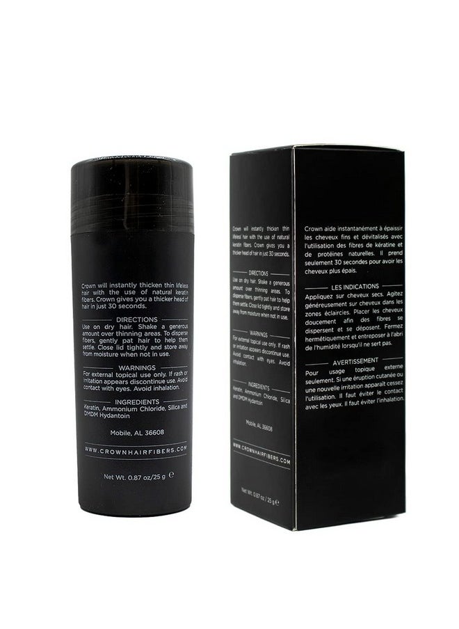 CROWN HAIR FIBERS - For Thinning Hair (Black) Instantly Thickens Thinning Or Balding Hair For Men & Women 0.87Oz/25G Bottle Best Natural Keratin Hair Loss Concealer - Image 1
