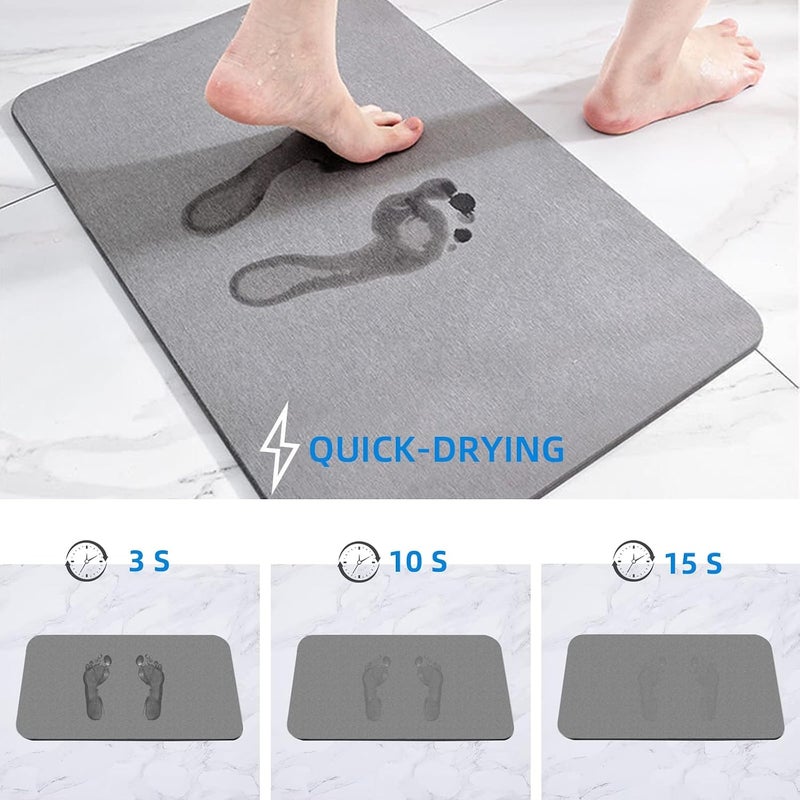Ofrdncy Bath Stone Mats Diatomaceous Earth Bath Mat Fast Water Drying Super Absorbent Diatomite Mat with Non-Slip for Bathroom,Kitchen Absorbent Pad,Both Sides Available,15.35x23.62inch,Grey,Hard - Image 3