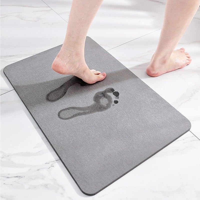 Ofrdncy Bath Stone Mats Diatomaceous Earth Bath Mat Fast Water Drying Super Absorbent Diatomite Mat with Non-Slip for Bathroom,Kitchen Absorbent Pad,Both Sides Available,15.35x23.62inch,Grey,Hard - Image 1