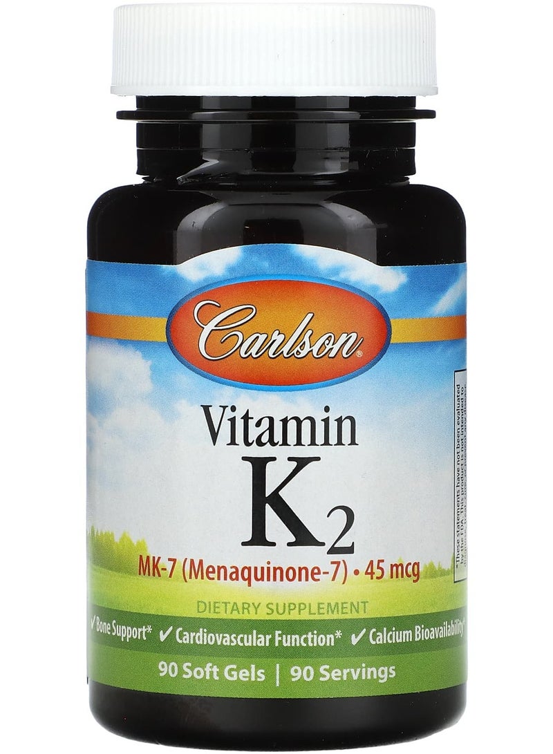 Vitamin K2, MK-7 (Menaquinone-7) , 45 mcg, 90 Soft Gels