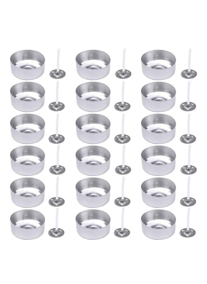 SYOSI Aluminum Tea Lights Cups 100 Pcs, Metal Tea Light Tins with 100 Pcs Candle Wicks Empty Case Candle Wax Containers for DIY Candles Making Supplies - Image 1