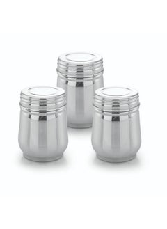 Expresso Stainless Steel Small/Mini Box Dabba/Container/Storage Box/Jar, Screw Lock System, Set of 3 (350 Ml)