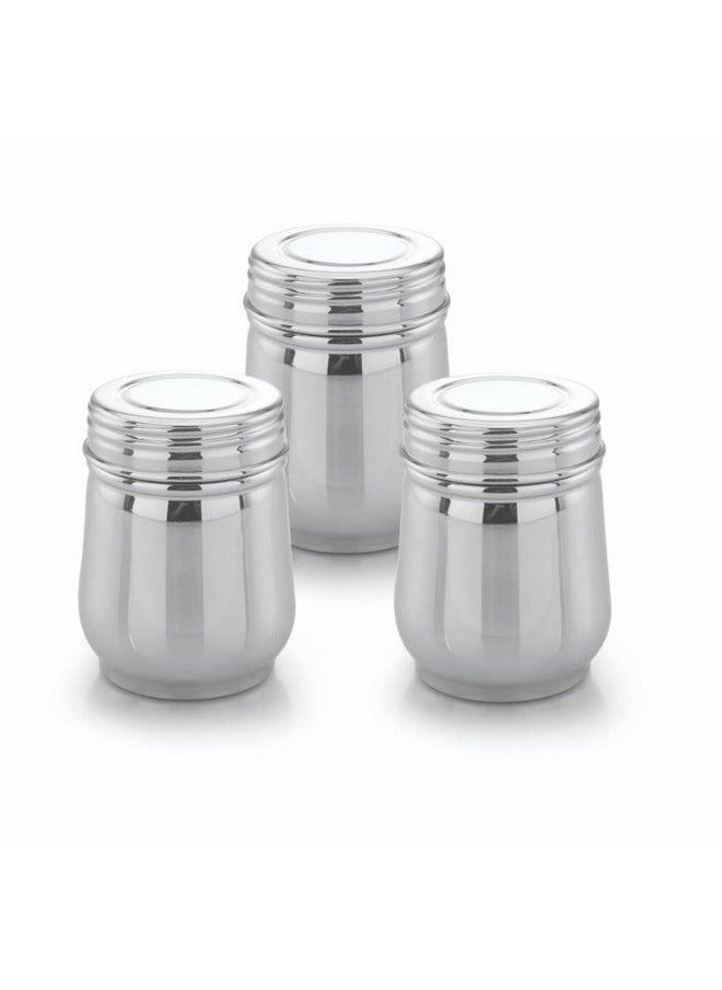 Expresso - Expresso Stainless Steel Small/Mini Box Dabba/Container/Storage Box/Jar, Screw Lock System, Set of 3 (350 Ml) - Image 1